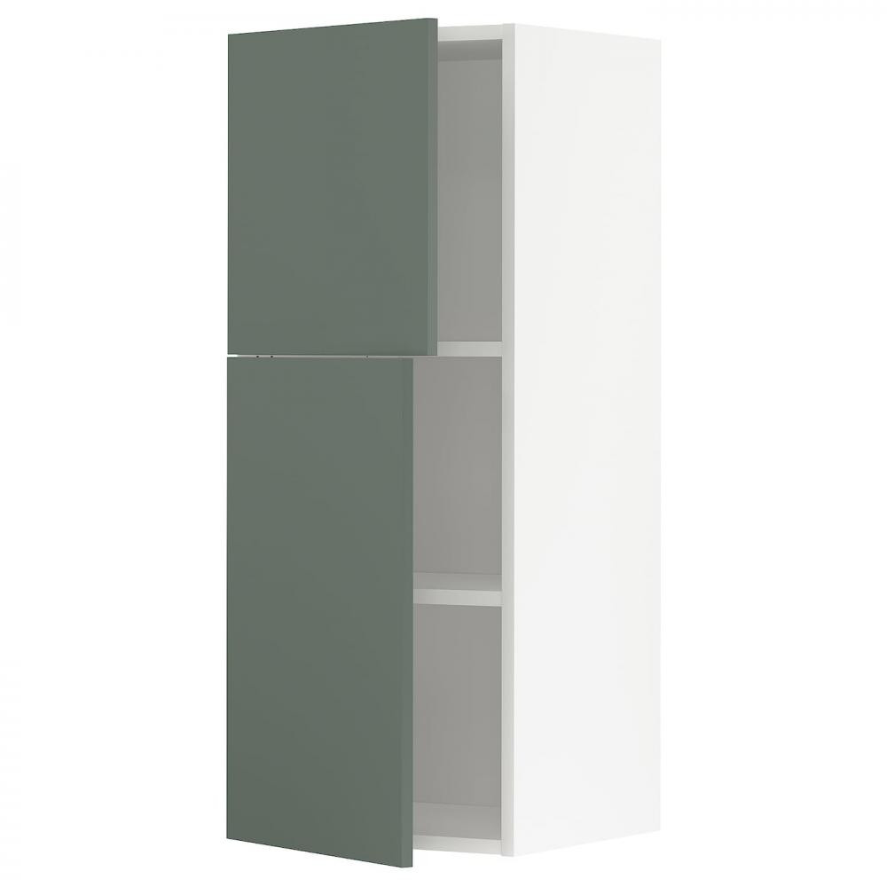 IKEA METOD Навісна шафа з полицями/2 дверцята, білий/Бодарп сіро-зелений, 40х100 см (294.596.63) - зображення 1