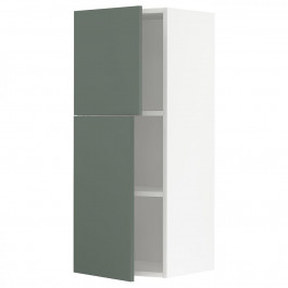 IKEA METOD Навісна шафа з полицями/2 дверцята, білий/Бодарп сіро-зелений, 40х100 см (294.596.63)