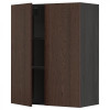 IKEA METOD Навісна шафа з полицями/2 дверцята, чорний/Sinarp коричневий, 80x100 см (094.590.27) - зображення 1
