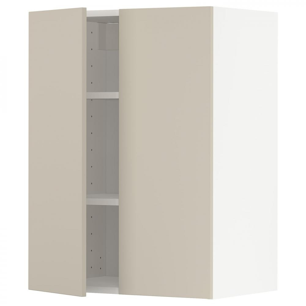 IKEA METOD Навісна шафа з полицями/2 дверцята, білий/Хавсторп бежевий, 60x80 см (994.624.69) - зображення 1