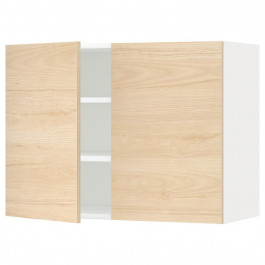IKEA METOD Навісна шафа з полицями/2 дверцята, білий/аскерсунд світлий ясен, 80x60 см (994.685.36)
