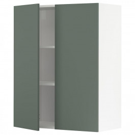 IKEA METOD Навісна шафа з полицями/2 дверцята, білий/Бодарп сіро-зелений, 80х100 см (794.625.78)