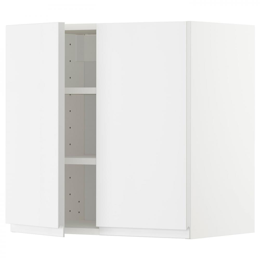 IKEA METOD Навісна шафа з полицями/2 дверцята, білий/Voxtorp глянцевий/білий, 60x60 см (794.692.02) - зображення 1