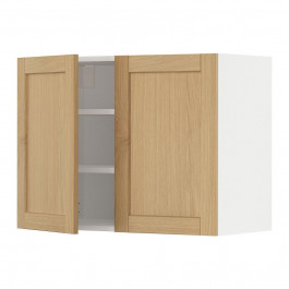 IKEA METOD Навісна шафа з полицями/2 дверцята, білий/дуб форсбакка, 80x60 см (995.093.44)