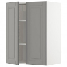 IKEA METOD Навісна шафа з полицями/2 дверцята, білий/сірий Bodbyn, 60x80 см (294.585.07)