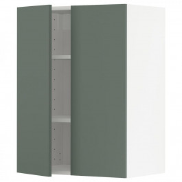 IKEA METOD Навісна шафа з полицями/2 дверцята, білий/Бодарп сіро-зелений, 60х80 см (594.623.29)