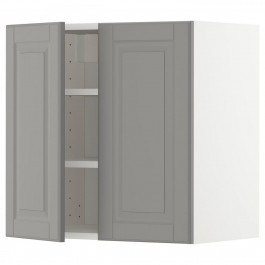 IKEA METOD Навісна шафа з полицями/2 дверцята, білий/сірий Bodbyn, 60x60 см (794.567.18)