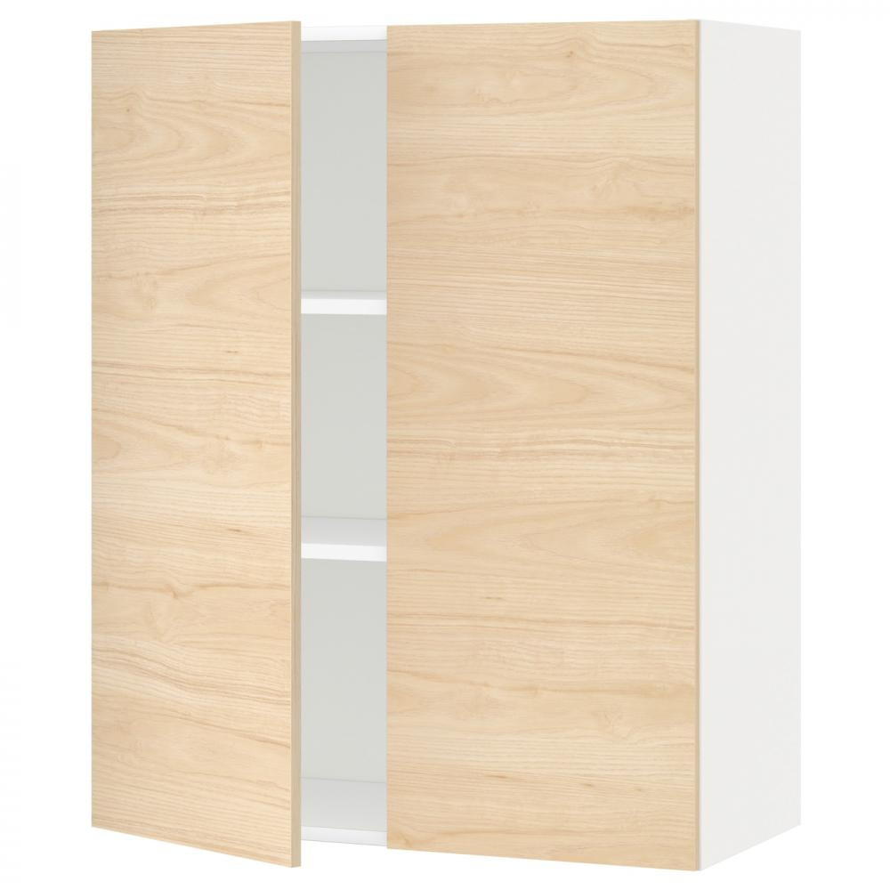 IKEA METOD Навісна шафа з полицями/2 дверцята, білий/аскерсунд світлий ясен, 80x100 см (294.595.97) - зображення 1