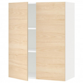 IKEA METOD Навісна шафа з полицями/2 дверцята, білий/аскерсунд світлий ясен, 80x100 см (294.595.97)
