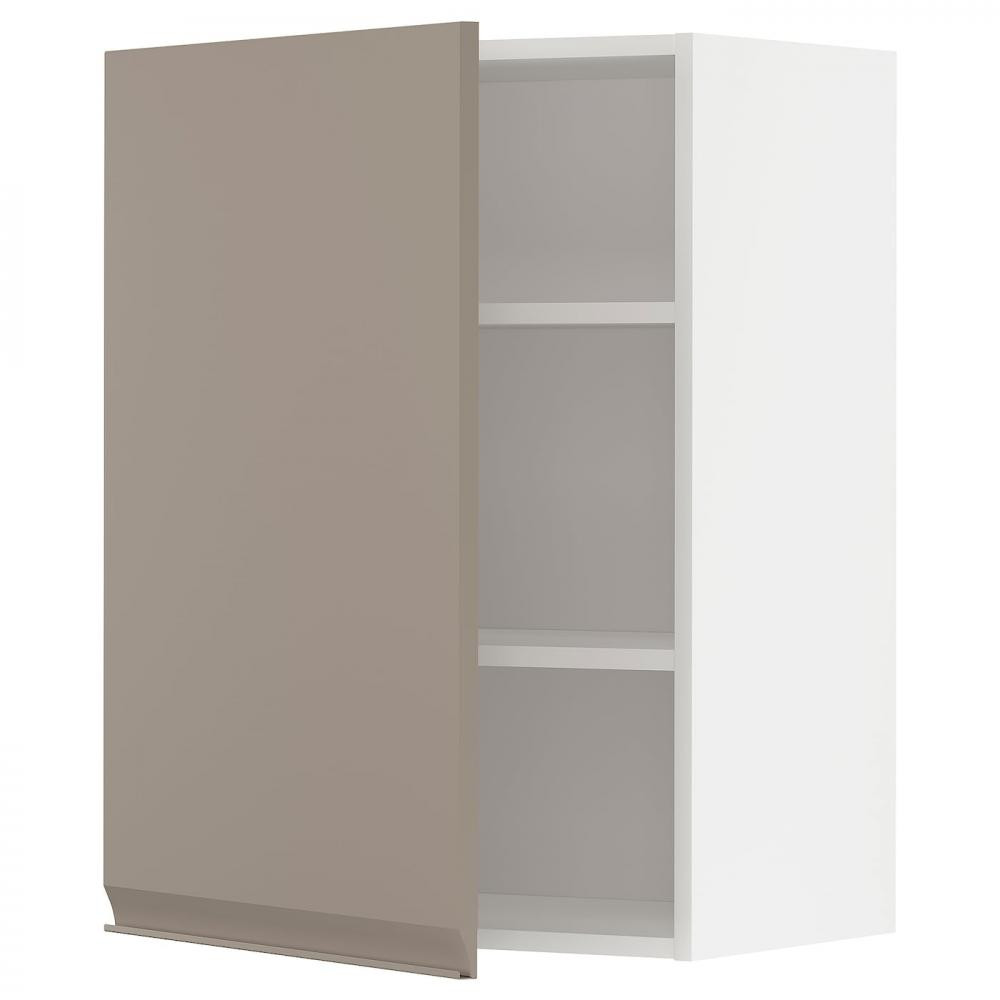 IKEA METOD Навісна шафа з полицями, білий/Upplov матовий темно-бежевий, 60x80 см (094.918.95) - зображення 1