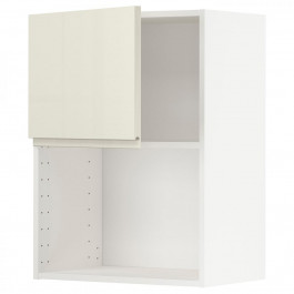 IKEA METOD Навісна шафа для мікрохвильової печі, білий/Voxtorp глянцевий світло-бежевий, 60x80 см (694.68