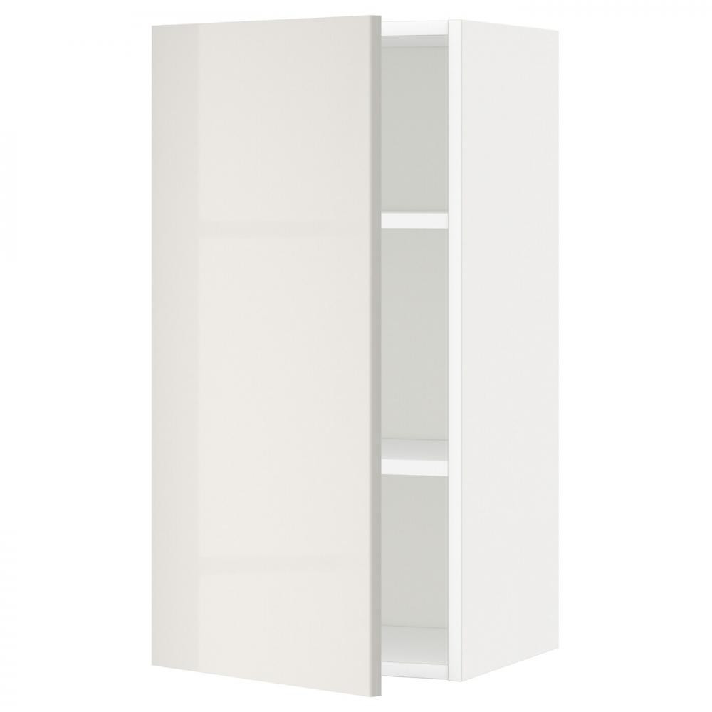 IKEA METOD Навісна шафа з полицями, білий/Ringhult світло-сірий, 40x80 см (594.584.12) - зображення 1