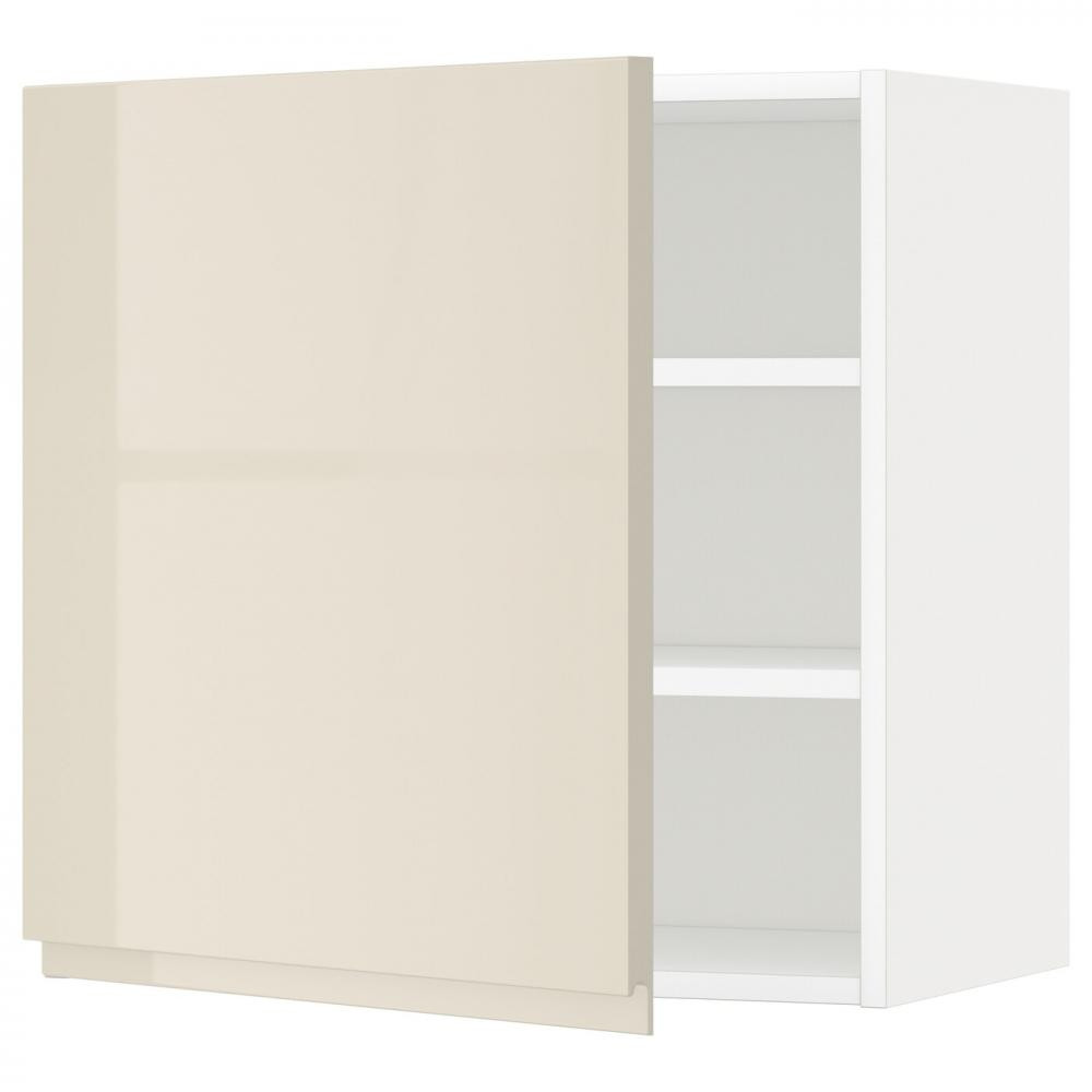 IKEA METOD Навісна шафа з полицями, білий/Voxtorp глянцевий світло-бежевий, 60x60 см (994.596.88) - зображення 1