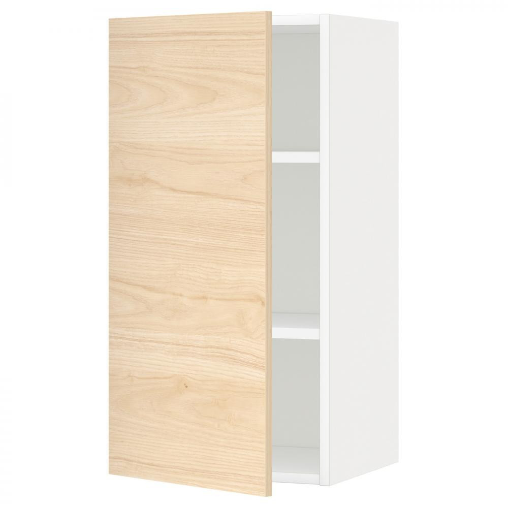 IKEA METOD Навісна шафа з полицями, білий/аскерсунд світлий ясен, 40x80 см (894.567.27) - зображення 1