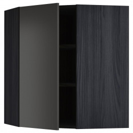 IKEA METOD Кутова навісна шафа з полицями, чорний/Nickebo матовий антрацит, 68x80 см (894.976.24)