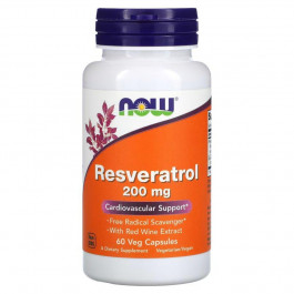 Now Ресвератрол (Resveratrol), Foods, 200 мг, 60 капсул
