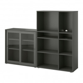 IKEA VIHALS Книжкова шафа темно-сірий/ 190x37x140 (695.210.93)