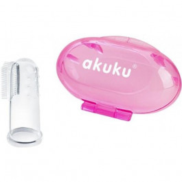 AKUKU Силіконова зубна щітка та масажер для ясен  рожевий чохол (A0265)