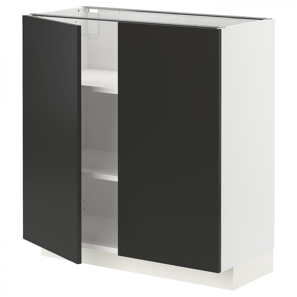 IKEA METOD Нижня шафа/полиці/2 дверцята, білий/Nickebo матовий антрацит, 80x37 см (794.975.06) - зображення 1