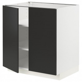 IKEA METOD Нижня шафа/полиці/2 дверцята, білий/Nickebo матовий антрацит, 80x60 см (194.988.77)