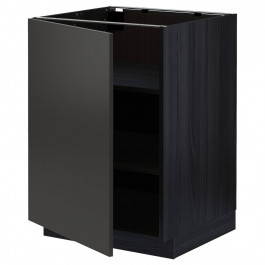 IKEA METOD Нижня шафа/полиці, чорний/Nickebo матовий антрацит, 60x60 см (794.990.77)