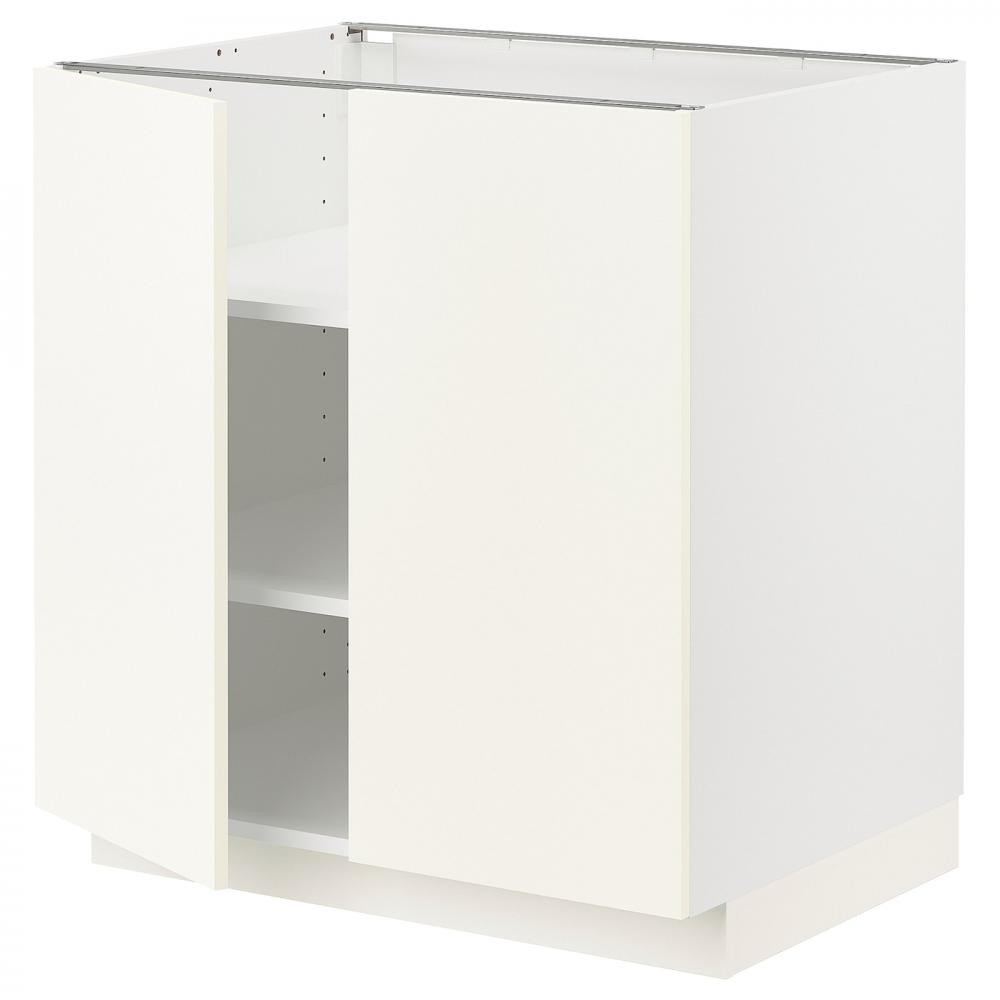 IKEA METOD Нижня шафа/полиці/2 дверцята, білий/Vallstena білий, 80x60 см (495.071.25) - зображення 1