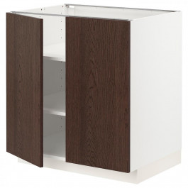 IKEA METOD Нижня шафа/полиці/2 дверцята, білий/Sinarp коричневий, 80x60 см (294.559.95)