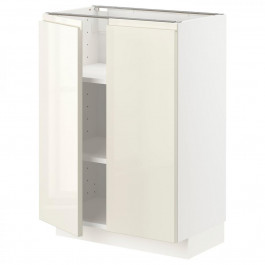 IKEA METOD Нижня шафа/полиці/2 дверцята, білий/Voxtorp глянцевий світло-бежевий, 60x37 см (094.654.10)