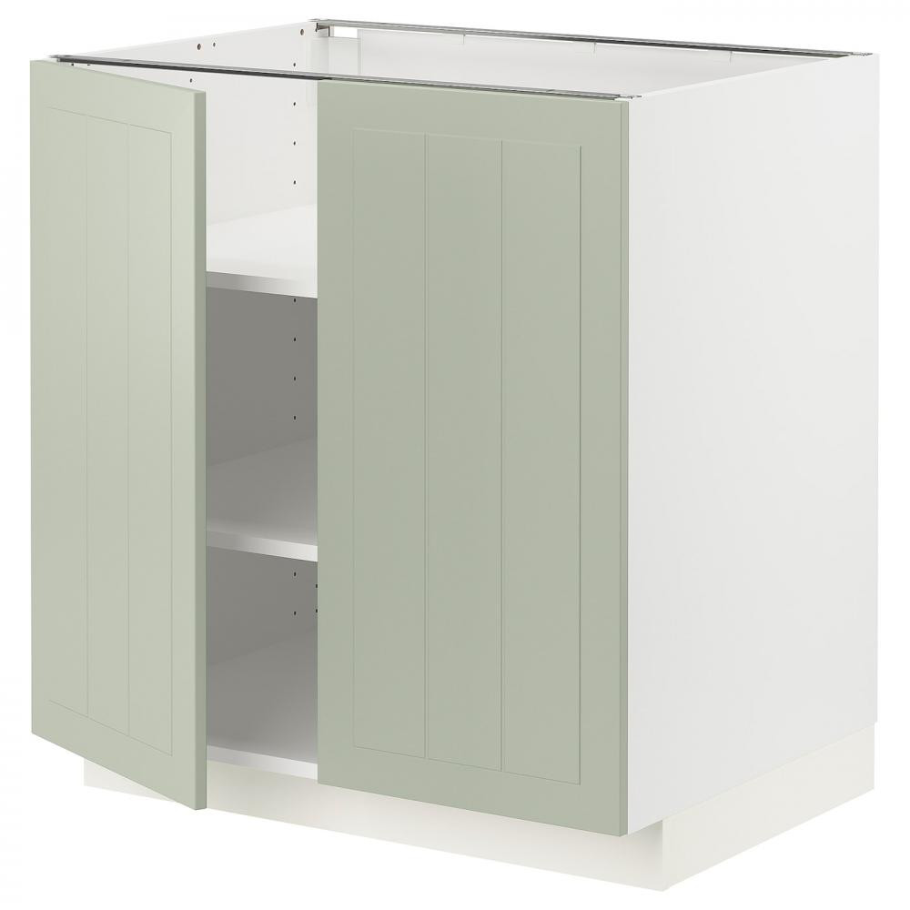 IKEA METOD Нижня шафа/полиці/2 дверцята, білий/Stensund світло-зелений, 80x60 см (794.868.38) - зображення 1
