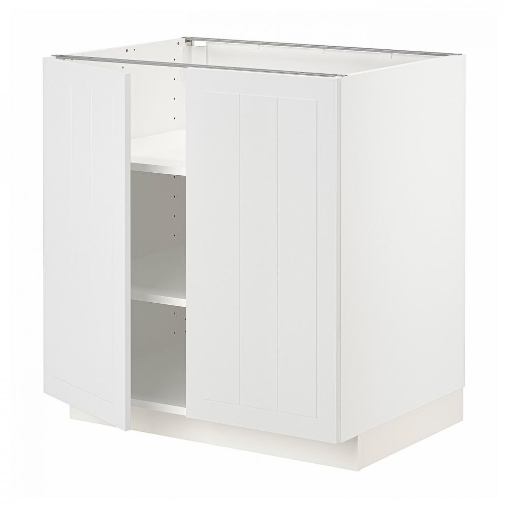 IKEA METOD Нижня шафа/полиці/2 дверцята, білий/Stensund білий, 80x60 см (394.545.99) - зображення 1