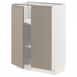IKEA METOD Нижня шафа/полиці/2 дверцята, білий/Upplov матовий темно-бежевий, 60x37 см (594.923.50)