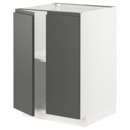 IKEA METOD Нижня шафа/полиці/2 дверцята, білий/Voxtorp темно-сірий, 60x60 см (394.568.95)