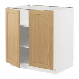 IKEA METOD Нижня шафа/полиці/2 дверцята, білий/дуб форсбакка, 80x60 см (895.090.90)