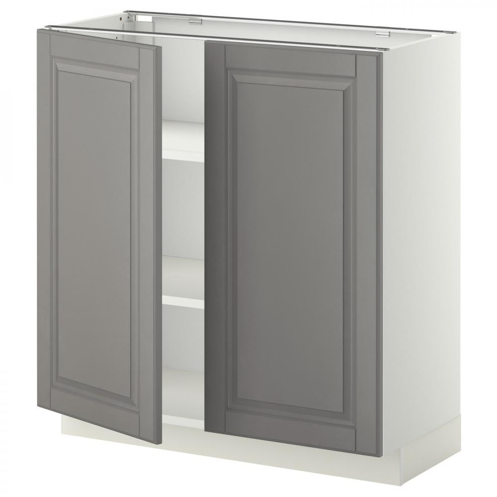 IKEA METOD Нижня шафа/полиці/2 дверцята, білий/сірий Bodbyn, 80x37 см (494.623.77) - зображення 1