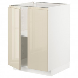 IKEA METOD Нижня шафа/полиці/2 дверцята, білий/Voxtorp глянцевий світло-бежевий, 60x60 см (594.594.02)