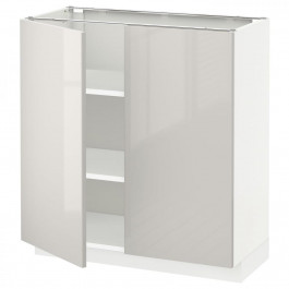 IKEA METOD Нижня шафа/полиці/2 дверцята, білий/Ringhult світло-сірий, 80x37 см (494.574.27)