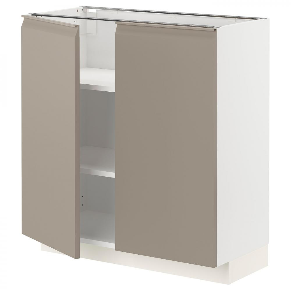 IKEA METOD Нижня шафа/полиці/2 дверцята, білий/Upplov матовий темно-бежевий, 80x37 см (094.921.83) - зображення 1