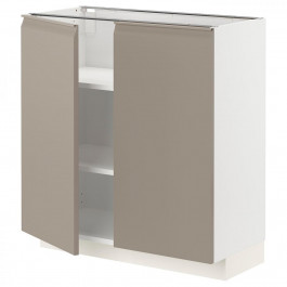 IKEA METOD Нижня шафа/полиці/2 дверцята, білий/Upplov матовий темно-бежевий, 80x37 см (094.921.83)