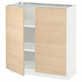 IKEA METOD Нижня шафа/полиці/2 дверцята, білий/світлий попелястий малюнок Askersund, 80x37 см (294.580.41