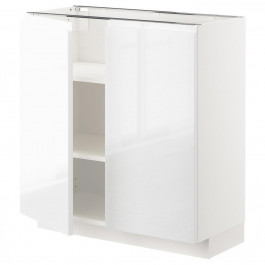 IKEA METOD Нижня шафа/полиці/2 дверцята, білий/Voxtorp глянець/білий, 80x37 см (594.653.42)