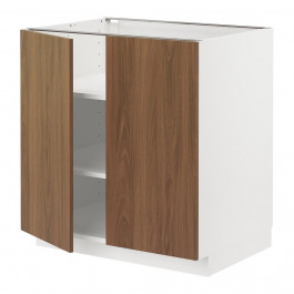 IKEA METOD Нижня шафа/полиці/2 дверцята, білий/Tistorp імітація коричневого горіха, 80x60 см (095.197.62)