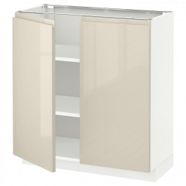 IKEA METOD Нижня шафа/полиці/2 дверцята, білий/Voxtorp глянцевий світло-бежевий, 80x37 см (594.604.86)