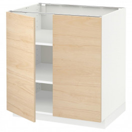 IKEA METOD Нижня шафа/полиці/2 дверцята, білий/світлий попелястий малюнок Askersund, 80x60 см (894.574.73