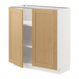 IKEA METOD Нижня шафа/полиці/2 дверцята, білий/дуб форсбакка, 80x37 см (395.090.97)