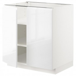 IKEA METOD Нижня шафа/полиці/2 дверцята, білий/Voxtorp глянець/білий, 80x60 см (594.649.03)