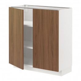 IKEA METOD Нижня шафа/полиці/2 дверцята, білий/Tistorp імітація коричневого горіха, 80x37 см (995.197.53)
