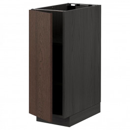 IKEA METOD Нижня шафа/полиці, чорний/Sinarp коричневий, 30x60 см (394.560.70)