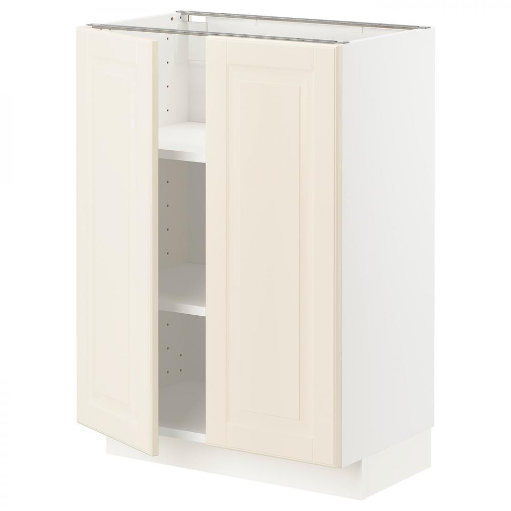 IKEA METOD Нижня шафа/полиці/2 дверцята, білий/Bodbyn cream, 60x37 см (894.559.59) - зображення 1