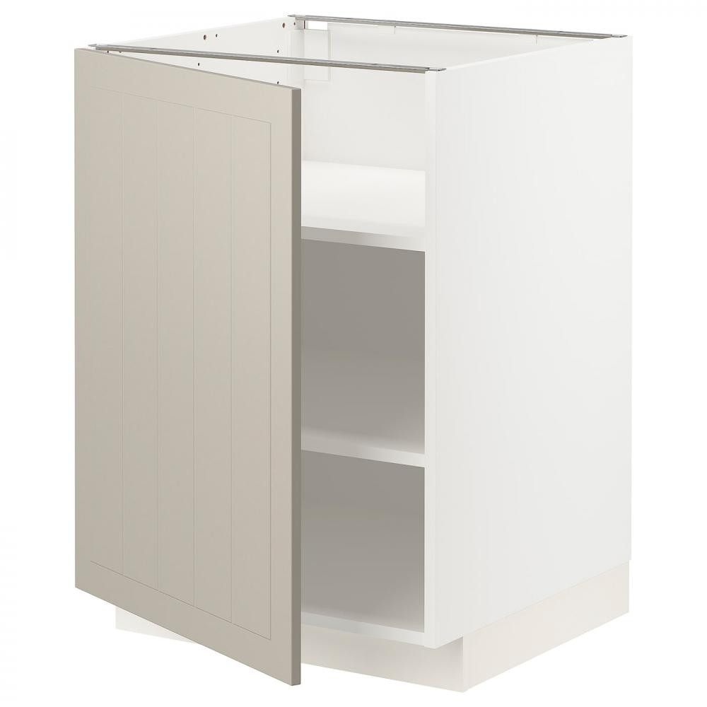 IKEA METOD Нижня шафа/полиці, білий/Stensund beige, 60x60 см (894.652.70) - зображення 1