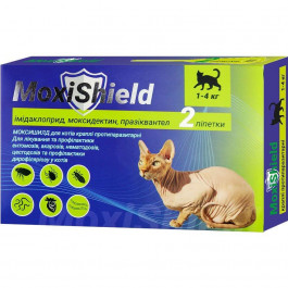 FIPROMAX Краплі  MoxiShield протипаразитарні для котів вагою 1-4 кг, 2 піпетки, 0.4 мл (4820150208141)